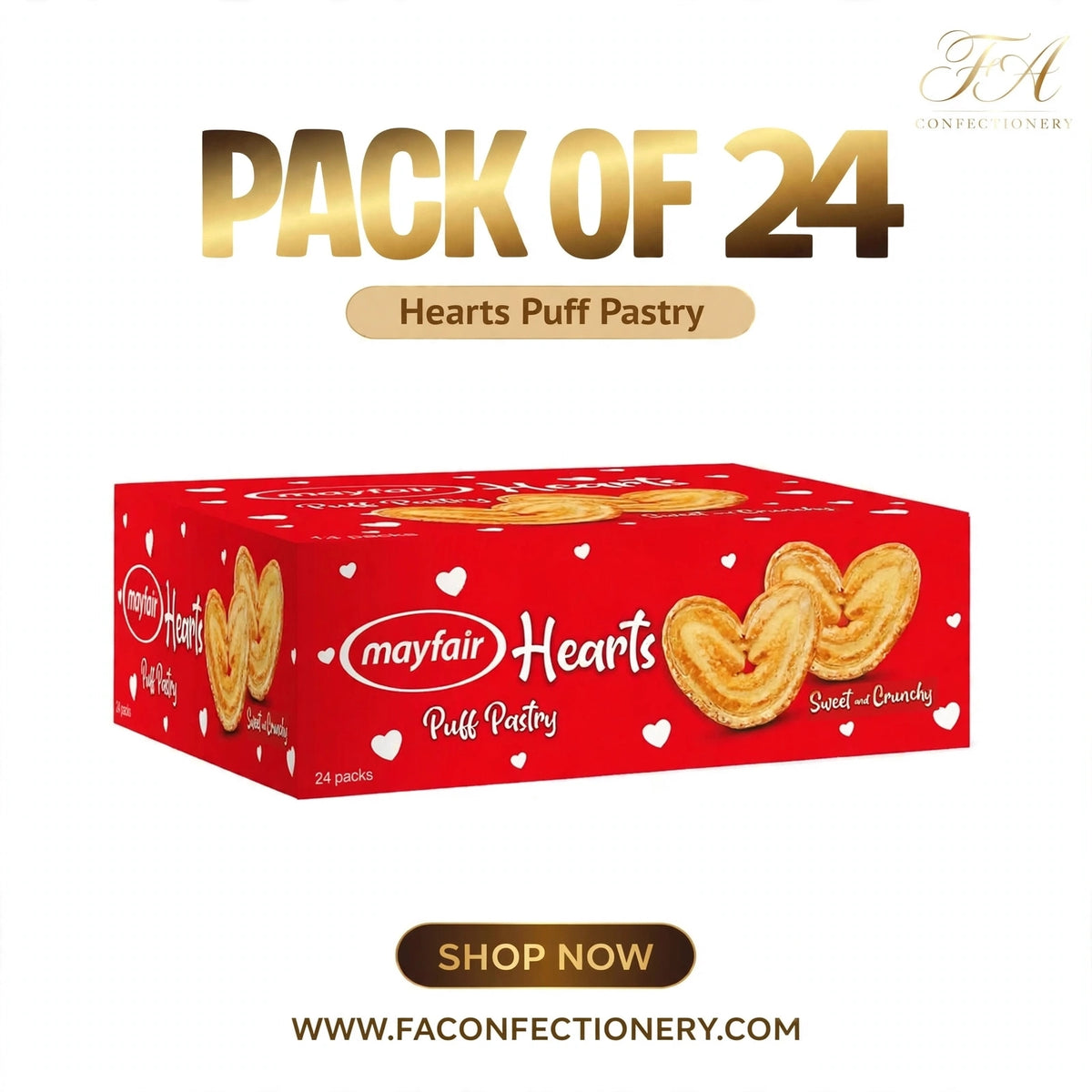 Hearts Puff Pastry - Pack Of 24